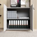 Ver imagem 4 de Armário Baixo 80cm com 2 Portas e Tampo Embutido para Escritório Corporate Cinza