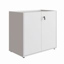 Ver imagem 2 de Armário Baixo 80cm com 2 Portas e Tampo Embutido para Escritório Corporate Cinza
