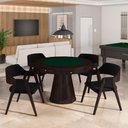Ver imagem 1 de Conjunto Mesa de Jogos Carteado Bellagio Tampo Reversível e 4 Cadeiras Madeira Poker Base Cone Velud