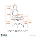 Ver imagem 6 de Cadeira Office Giratória Tokyo Presidente Pp Preta Baços Fixos e Regulagem no Apoio de Cabeça - Frat
