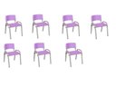 Ver imagem 1 de Kit 7 Cadeiras Infantil Iso, Escola, Base Cinza- Lilas