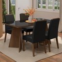 Ver imagem 1 de Conjunto Sala de Jantar Tampo de Vidro 4 Cadeiras Rustic/preto/oxford Braga Madesa