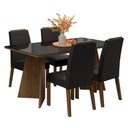 Ver imagem 2 de Conjunto Sala de Jantar Tampo de Vidro 4 Cadeiras Rustic/preto/oxford Braga Madesa