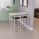 Ver imagem 2 de Bancada Cozinha Balcão Gourmet Branco 2 Banquetas Imbuia Br