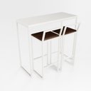 Ver imagem 1 de Bancada Cozinha Balcão Gourmet Branco 2 Banquetas Imbuia Br