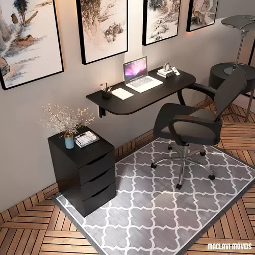 Bancada Dobrável Parede Suspensa Home Office Cor Preta - 3