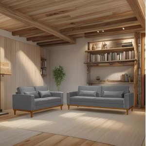 Sofá Living 3 e 2 Lugares Valência - 2,20/1,58mts - Veludo Cinza - Estofados Pérola