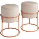 Ver imagem 1 de Puff Redondo Argola Cobre: Estilo Industrial e Conforto em Linho Bege | Review Completo Madeira Made