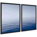 Ver imagem 1 de Kit 2 Quadros Efeito Pintura Mar Oceano Azul 24x18cm - com Vidro:moldura Preta