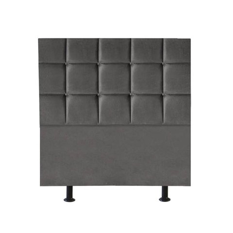 Cabeceira Estofada Cama Box Solteiro 100cm Espanha Suede Cinza Escuro- Mabe Magazine