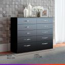 Ver imagem 2 de Cômoda Grande para Quarto Preto 10 Gavetas 117 x 92 Cm MDP - PRIME