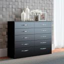 Ver imagem 1 de Cômoda Grande para Quarto Preto 10 Gavetas 117 x 92 Cm MDP - PRIME