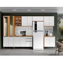 Ver imagem 1 de Cozinha Modulada 7 Peças Luana com Paneleiro Portas de Vidro - Cinamomo/branco Aramóveis