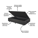Ver imagem 4 de Cama Box Baú 96x203x34 Solteirão Cm Linho com Pistão a Gás