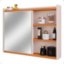 Ver imagem 7 de Espelheira de Banheiro Armário Suspenso 1 Porta com Prateleira Organizador Luxo - Off White/ Cinamom