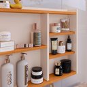 Ver imagem 3 de Espelheira de Banheiro Armário Suspenso 1 Porta com Prateleira Organizador Luxo - Off White/ Cinamom