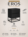 Ver imagem 2 de Mesa de Cabeceira para Quarto Moderna Eros 45cm Estilo Industrial Base de Ferro Preto