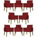 Ver imagem 1 de Kit 8 Poltronas Decorativas para Sala Mari Suede Cores Pé Palito Castanho