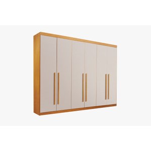 Guarda Roupa Gramado Casal com 6 Portas de Abrir 6 Gavetas 100% Mdf:off White/cinamomo