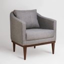 Ver imagem 2 de Poltrona Fixa Agatha Tecido Linho Pés Imbuia