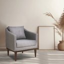 Ver imagem 1 de Poltrona Fixa Agatha Tecido Linho Pés Imbuia