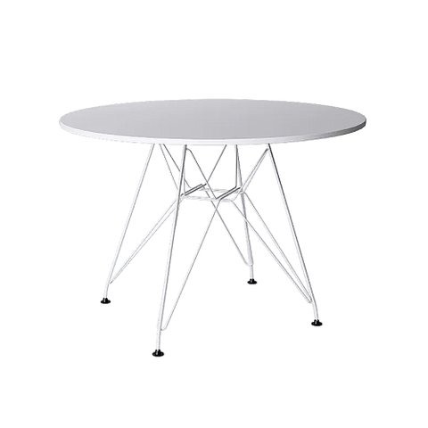Mesa de Jantar Eames Redonda 110cm Branca com Ferro Branco - Up Home