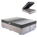 Ver imagem 1 de Cama Baú Casal 138x188 Bipartido Suede Bege com Dual Firm Espuma Ecoflex
