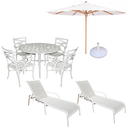 Ver imagem 1 de Kit Moveis Piscina Conjunto de Mesa 4 Cadeiras Alumínio Guarda Sol e 2 Espreguiçadeiras