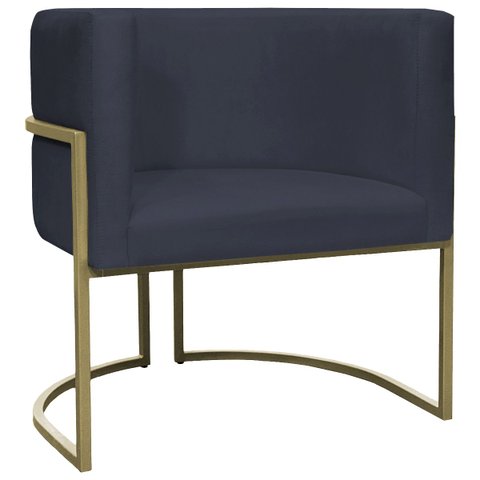 Poltrona Decorativa para Sala Recepção Luna Suede Base Ferro Champagne