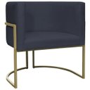 Ver imagem 1 de Poltrona Decorativa para Sala Recepção Luna Suede Base Ferro Champagne