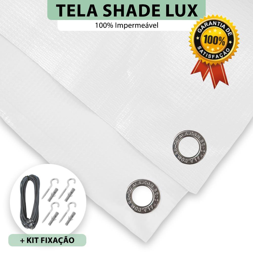 Tela Lona Branca 2x1 Metros Sombreamento Impermeável Shade Lux + Kit - 2