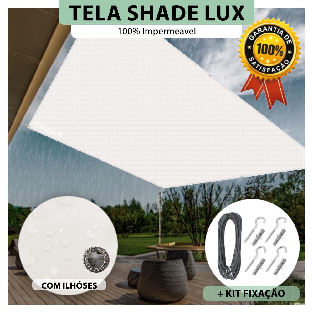 Tela Lona Branca 2x1 Metros Sombreamento Impermeável Shade Lux + Kit - 1