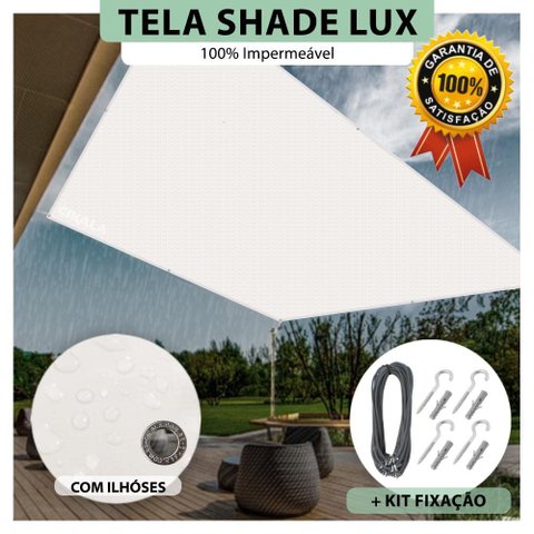 Tela Lona Branca 2x1 Metros Sombreamento Impermeável Shade Lux + Kit