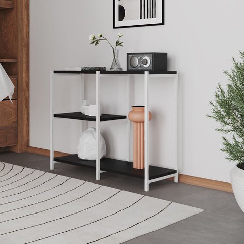 Aparador Industrial Artesania Branco e Preto 95cm