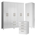 Ver imagem 1 de Guarda Roupa Casal Panamá com Cômoda Ms913 e Armário Multiuso New Íris Branco Brilho– Moval