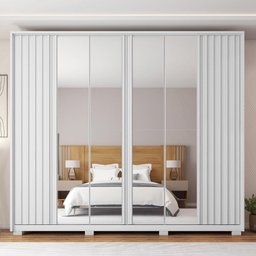 Guarda Roupa Casal Grande 6 Portas 4 Espelhos Branco Moon - 3