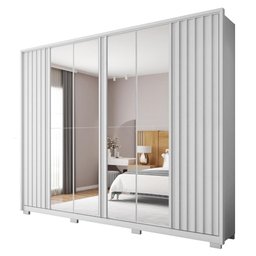 Guarda Roupa Casal Grande 6 Portas 4 Espelhos Branco Moon - 2