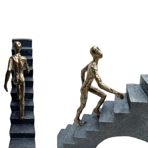Escultura Superação Degraus da Vida Subir a Escada Espressione Escultura Fazes da Vida, Estatua Supe