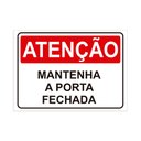 Ver imagem 1 de Placa de Sinalização Atenção Mantenha a Porta Fechada em Pvc