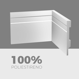 Rodapé Poliestireno 15cm Frisado Branco 2m Rm Decor - 4