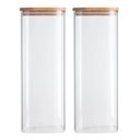 Ver imagem 1 de Kit 2 Potes Herméticos de Vidro 1,9L Borea Oikos 25cm Tampa de Bambu Porta Mantimentos