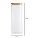 Ver imagem 2 de Kit 2 Potes Herméticos de Vidro 1,9L Borea Oikos 25cm Tampa de Bambu Porta Mantimentos