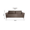 Ver imagem 3 de Sofa 3 Lugares 200Cm Veludo Pes Aco Nikos Marrom/Aço