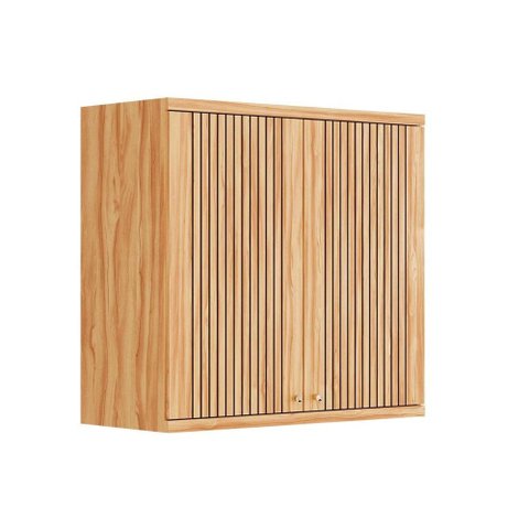 Armário Aéreo P/ Cozinha Sauvignon C/ 2 Portas Ripadas 80cm Amendoa - Ronipa
