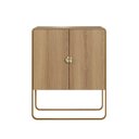Ver imagem 4 de Balcão Buffet 90cm 2 Portas Orgânico Pé Metal Luna Bege/Hanover/Dourado