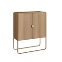 Ver imagem 2 de Balcão Buffet 90cm 2 Portas Orgânico Pé Metal Luna Bege/Hanover/Dourado