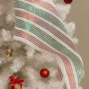 Ver imagem 2 de Tela Malha Tule Decorativa Natal Candy Tricolor Vermelho Verde e Branco 25cm X 5m Premium