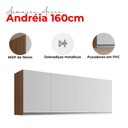 Ver imagem 7 de Balcão de Cozinha com Tampo 160cm e Armário Aéreo Andreia Amêndoa Branco - Ajl