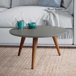 Mesa de Centro Redonda Decorativa Áquila Pés Palito Cinza - CasaePoltrona - 2