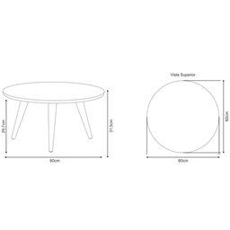 Mesa de Centro Redonda Decorativa Áquila Pés Palito Cinza - CasaePoltrona - 3